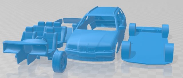 3 Series E36 Touring 1994 Printable Car 3D Print Model .c4d .max .obj .3ds .fbx .stl .blend 