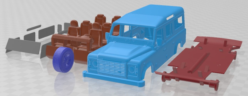 Land Rover Defender 110 Station Wagon Printable Car 3D Baskı Modeli .c4d .max .obj .3ds .fbx .stl .blend 