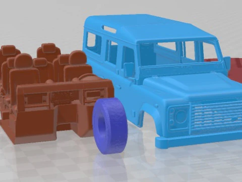 Land Rover Defender 110 Station Wagon Printable Car 3D Print Model