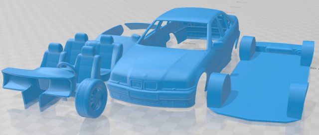 3 Series Sedan 1994 Printable Car 3D Принт Модель .c4d .max .obj .3ds .fbx .stl .blend 
