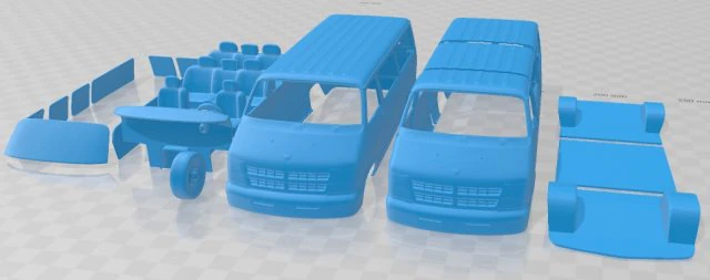 Dodge Ram Passenger Van 1994 Printable 3D Print Model .c4d .max .obj .3ds .fbx .stl .blend 