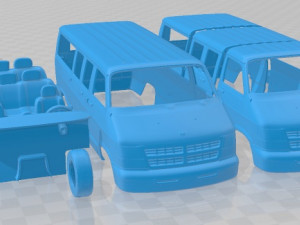 Dodge Ram Passenger Van 1994 Printable Model Cetak 3D
