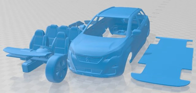 Peugeot 3008 2019 Printable Car 3D Print Model .c4d .max .obj .3ds .fbx .stl .blend 