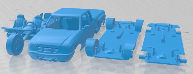 Ranger Extended Cab Flare Side XLT 1998 Printable Car 3D 打印模型 .c4d .max .obj .3ds .fbx .stl .blend 