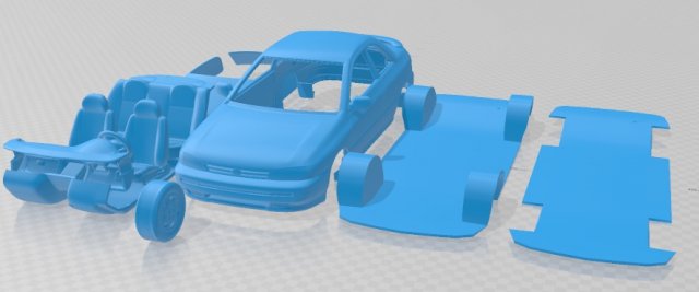 Subaru Impreza Coupe 1995 Printable Car 3Dプリントモデル .c4d .max .obj .3ds .fbx .stl .blend 