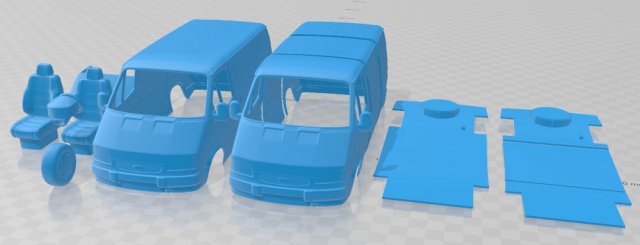 Transit L1H1 1994 Printable Van Modello di stampa 3D .c4d .max .obj .3ds .fbx .stl .blend 