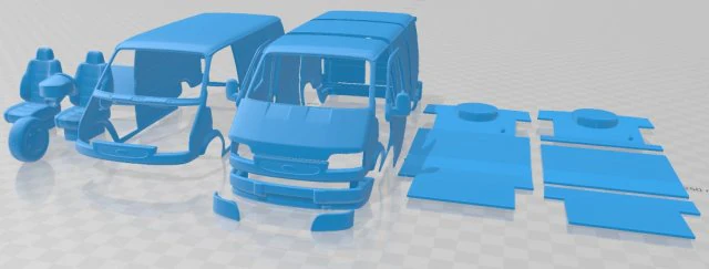 Transit L1H1 1994 Printable Van 3D Print Model .c4d .max .obj .3ds .fbx .stl .blend