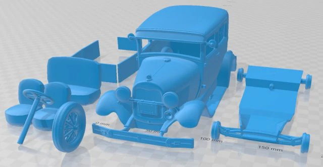 Model A Tudor 1929 Printable Car 3D Print Model .c4d .max .obj .3ds .fbx .stl .blend