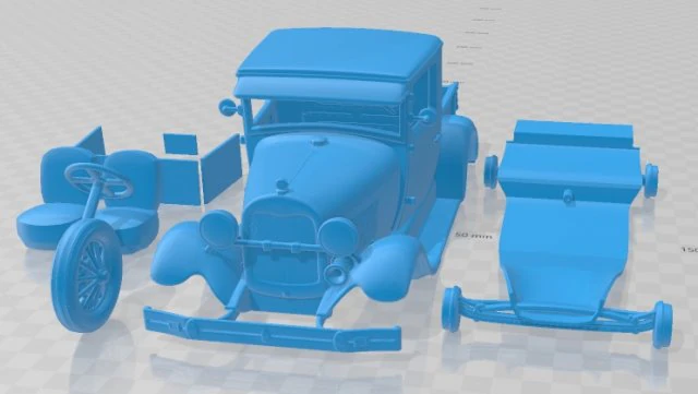 Model A Pickup 1928 Printable Car in separate parts 3D Print Model .c4d .max .obj .3ds .fbx .stl .blend 