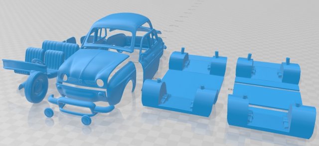 Renault Ondine Dauphine 1956-1967 Printable Car 3D 打印模型 .c4d .max .obj .3ds .fbx .stl .blend 
