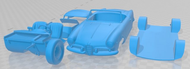 Alfa Romeo Giulietta Spider 1955 Printable Car 3D Print Model .c4d .max .obj .3ds .fbx .stl .blend 