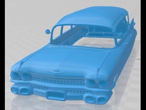 Cadillac Fleetwood 75 Millermeteor Hearse 1959 Wagon Printable Body Car 3D Print Model