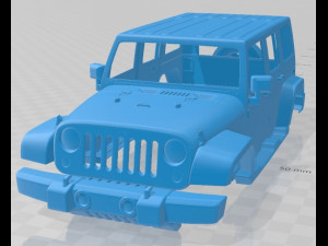 Jeep Wrangler Unlimited Sahara 2013 Printable Body Car 3D Print Model