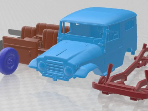 Toyota Land Cruiser J20 HardTop 1955 Yazdırılabilir Araba 3D Baskı Modeli