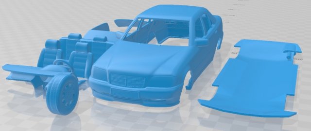 Mercedes Benz C Class W202 Sedan 1997 Printable Body Car 3D 打印模型 .c4d .max .obj .3ds .fbx .stl .blend 