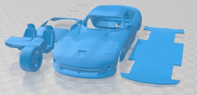 Dodge Viper GTS 1998 Printable Car 3D Print Model .c4d .max .obj .3ds .fbx .stl .blend 