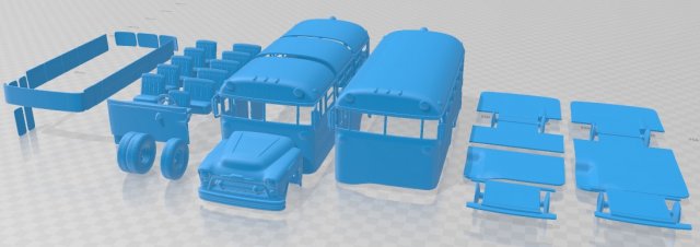 Chevrolet 4500 School Bus 1956 Printable 3D-printmodel .c4d .max .obj .3ds .fbx .stl .blend 