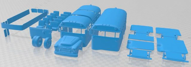 Chevrolet 4500 School Bus 1956 Printable 3D Print Model .c4d .max .obj .3ds .fbx .stl .blend 