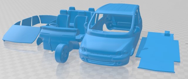 Fiat Multipla 1998 Printable Car 3D Print Model .c4d .max .obj .3ds .fbx .stl .blend 