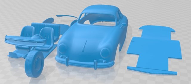Porsche 356a Coupe Printable Car 3D Print Model .c4d .max .obj .3ds .fbx .stl .blend