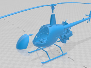 Helicopter Robinson R22 Red Printable 3D Print Model