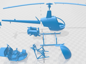 Helicopter Robinson R22 Red Printable Modello di stampa 3D