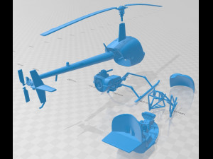 Helicopter Robinson R22 Red Printable Modello di stampa 3D
