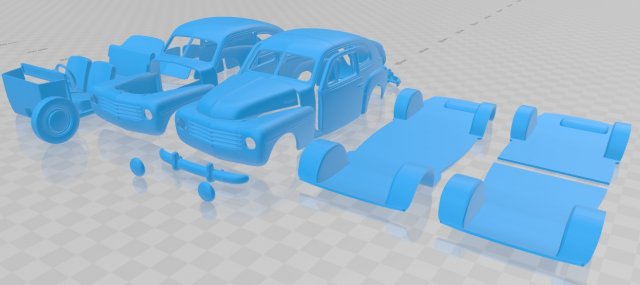 Volvo PV 444 Printable Car Modello di stampa 3D .c4d .max .obj .3ds .fbx .stl .blend 
