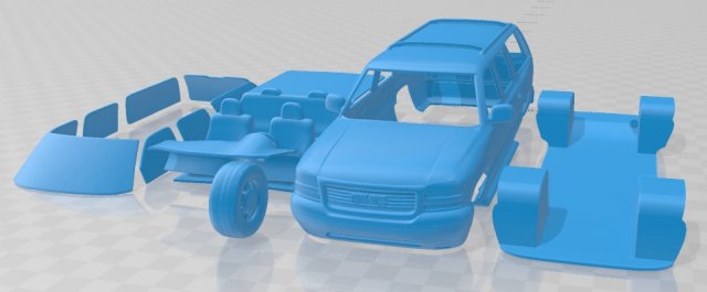 GMC Yukon XL 2000 Printable Car Modello di stampa 3D .c4d .max .obj .3ds .fbx .stl .blend 