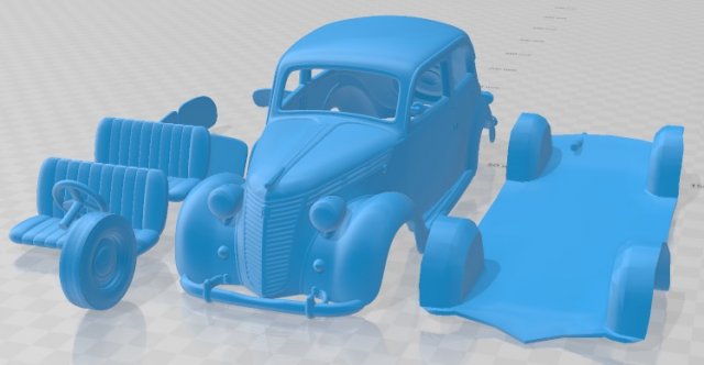 Fiat 1100 B 1949 Pintable Car Model do druku 3D .c4d .max .obj .3ds .fbx .stl .blend 