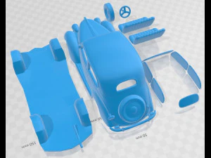 Fiat 1100 B 1949 Pintable Car 3D Print Model