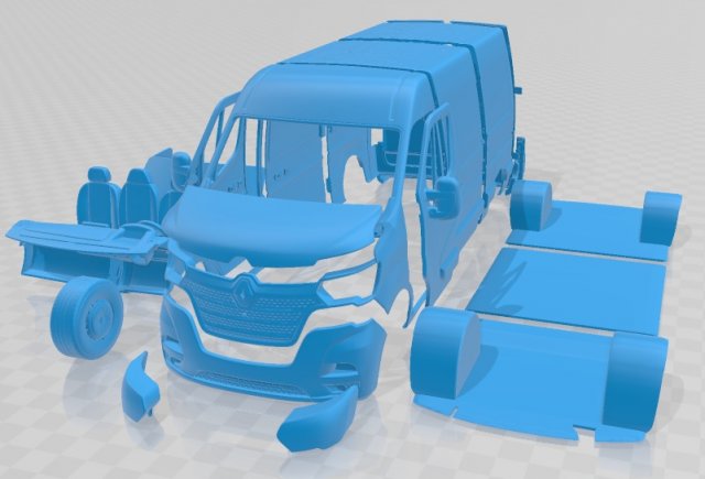 Renault Master Van L2H2 2020 Printable 3Dプリントモデル .c4d .max .obj .3ds .fbx .stl .blend 