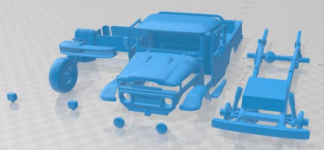 Toyota Land Cruiser Pickup 1979 Printable Car 3D Print Model .c4d .max .obj .3ds .fbx .stl .blend 