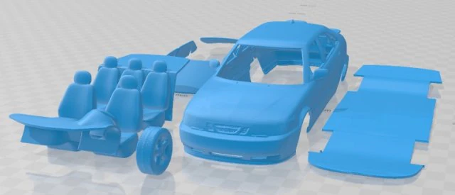 Saab 9-3 2001 Printable Car 3D Print Model .c4d .max .obj .3ds .fbx .stl .blend 