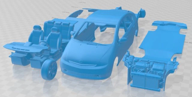 Toyota Prius 2003 Printable Car 3D Print Model .c4d .max .obj .3ds .fbx .stl .blend 