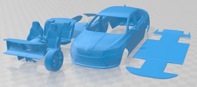 Skoda Octavia RS 2017 Printable Car 3D प्रिंट मॉडल .c4d .max .obj .3ds .fbx .stl .blend 