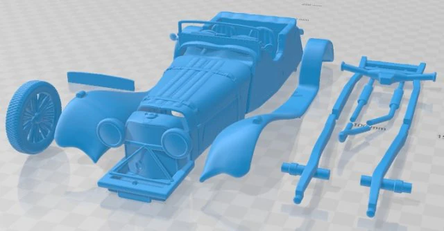 Jaguar SS100 1936 Printable Car 3D Print Model .c4d .max .obj .3ds .fbx .stl .blend 