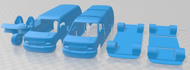 Chevrolet Express Panel 2003 Printable Van 3D Baskı Modeli .c4d .max .obj .3ds .fbx .stl .blend 