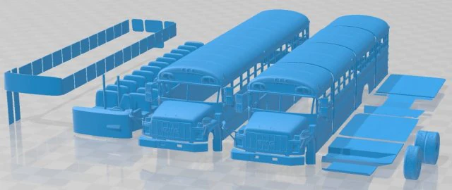 GMC B Series School Bus 2000 Printable 3D Print Model .c4d .max .obj .3ds .fbx .stl .blend 