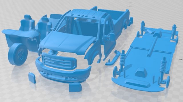 F 350 SuperDuty Regular Cab 1999 Printable Car 3D Print Model .c4d .max .obj .3ds .fbx .stl .blend 