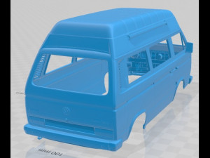 Volkswagen Transporter T3 Passenger High Roof 1980 Printable Body Van 3D Принт Модель