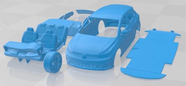 Volkswagen Polo GTI 2022 Printable Car 3D Print Model .c4d .max .obj .3ds .fbx .stl .blend 