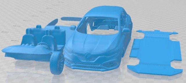 Renault Megane RS Trophy 300 2018 Printable Car 3D-printmodel .c4d .max .obj .3ds .fbx .stl .blend 