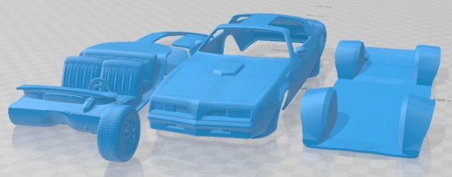 Pontiac Firebird TransAm 1977 Printable Car Model Cetak 3D .c4d .max .obj .3ds .fbx .stl .blend 