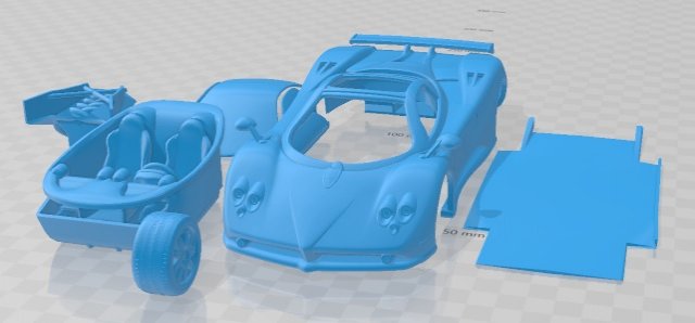 Pagani Zonda F 2005 Printable Car 3D-printmodel .c4d .max .obj .3ds .fbx .stl .blend 