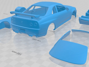 Nissan Skyline R34 GT-R Coupe 1999 Printable Car 3D 프린트 모델