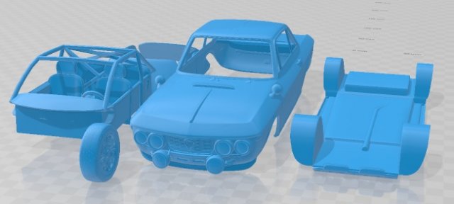 Lancia Fulvia Rallye Printable Car Modelo de Impressão 3D .c4d .max .obj .3ds .fbx .stl .blend 