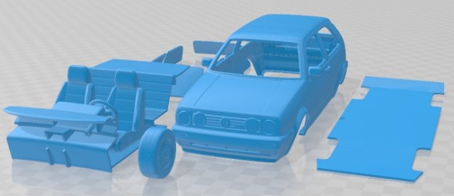 Volkswagen Golf GTI MK2 1985 Printable Car 3D-Druckmodell .c4d .max .obj .3ds .fbx .stl .blend 