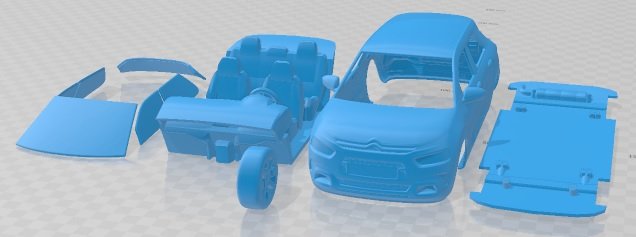 Citroen C4 Cactus 2018 Printable Car 3Dプリントモデル .c4d .max .obj .3ds .fbx .stl .blend 