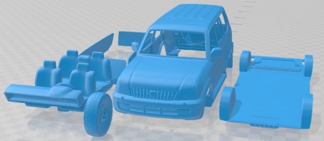 Toyota Land Cruiser Prado J90 1999 Printable Car 3D-printmodel .c4d .max .obj .3ds .fbx .stl .blend 